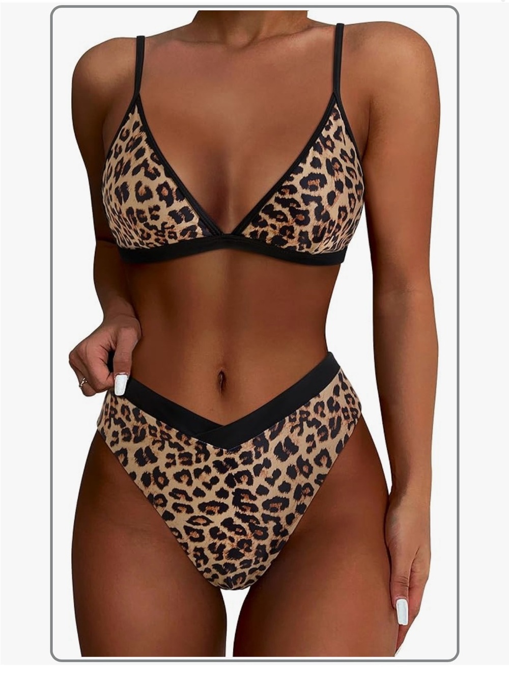 Leopard Print High Waist Bikini Set